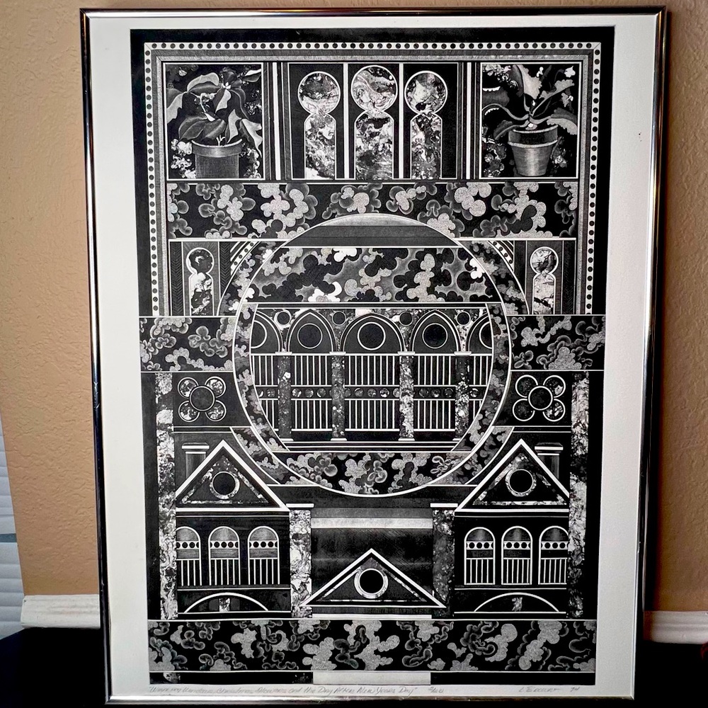 Vintage Canadian Artist L. Brown Block Print, Framed Art, Winnipeg History, 1970